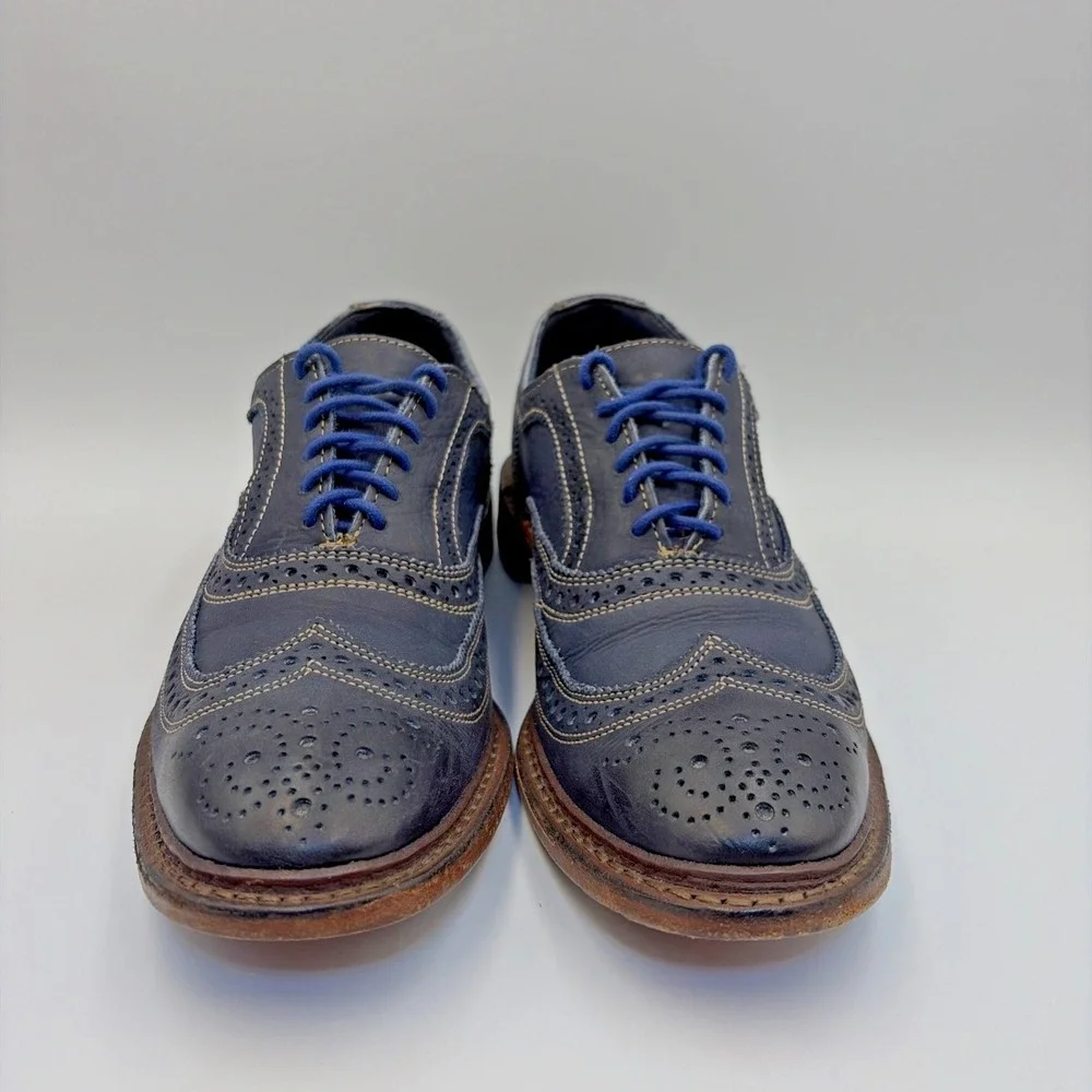 Allen Edmonds Mens Neumok Oxfords Size 8.5 D Navy Wingtip Brogue Dress Shoes USA